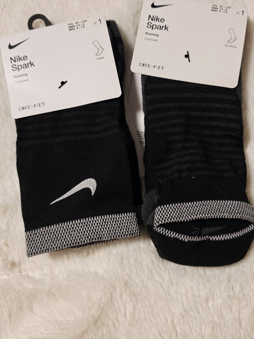 TWO For ONE!! Two Pairs Nike Black & White Spark Athletic Socks